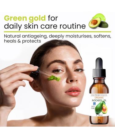 Organic Cold-Pressed Avocado Oil - 500ml for Hair Skin Face & Body Massage - Anti-Stretch & Beard Oil - Pure & Natural - Buy Online on GoSupps.com