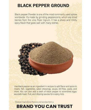 Black Pepper Ground (100g/3.52oz) - Premium Quality Piper Nigrum Powder - Buy Online on GoSupps.com