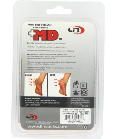 MD USA Gel Socks Pink Medium | Moisturizing Gel Infused | Comfortable Fit | 1 Pair - Buy Online on GoSupps.com