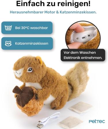 Buy Pettec Interactive Cat Toys - Electric Movable Squirrel with Catnip | Automatic Self-Employment Toy for Cats - Buy Online on GoSupps.com