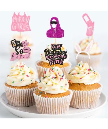 Cyodoos Mean Girl Cupcake Toppers Mean Girl Birthday Party Decoration Cake Toppers Single Women Pink Party Cake Decoration Supplies Wedding Bride Shower Decoration Supplies Pink4 - Buy Online on GoSupps.com