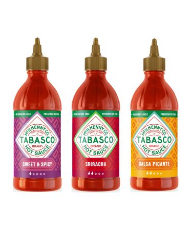 Tabasco Sauce Piquante Multipack Coffret de sauces piquantes avec 3 bouteilles faciles presser de 256 ml Sans gluten conservateurs et mati res grasses (Salsa Picante Sriracha Sweet & Spicy)