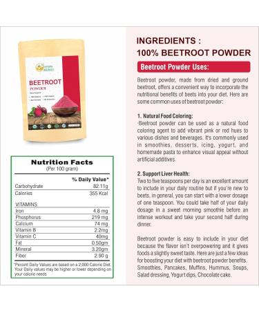 Herbs Botanica Organic Beetroot Powder | Nitric Oxide Supplement for Baking & Smoothies | Boost Stamina & Energy | Gluten & GMO Free - 5.3 oz - Buy Online on GoSupps.com