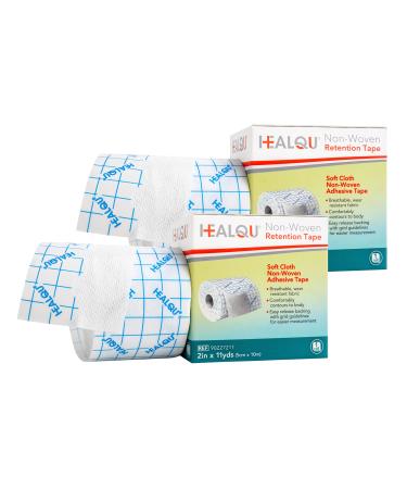 HEALQU Dressing Retention Tape Non Woven 2in x 11yd Pack of 2 - Wound Dressing Tape Adhesive Cloth Tape Comfortable to The Body with Easy Release by Healqu 2in x 11yd - Pack of 2