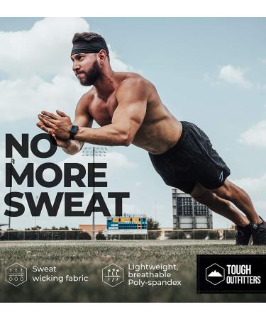 Mens Sweat Bands - Performance Headband for Sports, Cycling, Football - 2 Pack Black - Buy Online on GoSupps.com