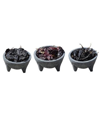 El Molcajete Brand Mexican Chiles Variety Pack - Ancho, Guajillo, Pasilla Negro (5 oz each) - 3 Resealable Bags for Authentic Mexican Recipes: Tamales, Salsa, Chili, Meats, Soups, Stews & BBQ - Buy Online on GoSupps.com