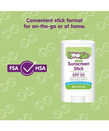 Boogie Wipes Baby Sunscreen Stick SPF 50 - 0.49 Oz (Pack of 3) | Zinc Oxide, Water Resistant, Naturally Derived for Kids - Buy Online on GoSupps.com