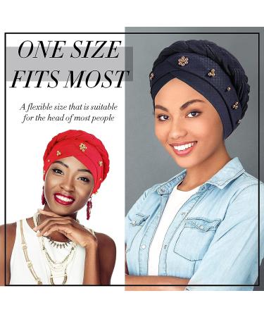 SATINIOR Women's 9-Piece Multicolor Braided Turban Cap Set - Pre-Tied Headscarf for Stylish Hair Coverage - One Size - Buy Online on GoSupps.com