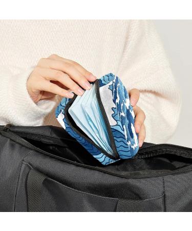 Shop Women's Lift Still Pad Holder - Sea Wave Pattern Blue & White - Portable Period Kit Bag for Women & Girls - Buy Online on GoSupps.com