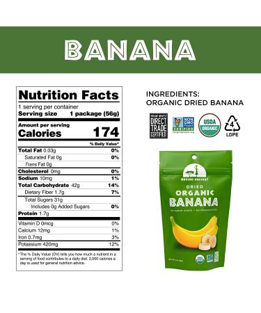 Mavuno Harvest Organic Dried Banana Chips - Healthy Gluten-Free Vegan Snack | 2oz Pack of 6 - Buy Online on GoSupps.com