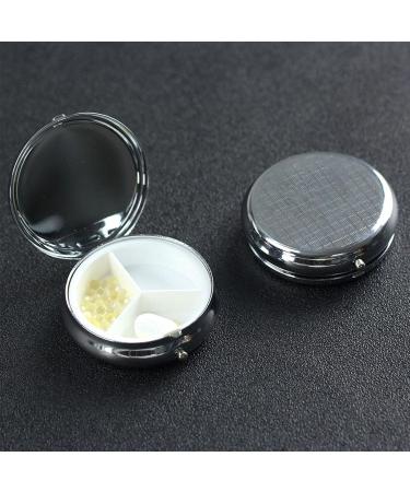 Colorful Fish Scale Pattern Portable Metal Pill Box - Round Mini with 3 Compartment - Travel Essential for Small Pills - Buy Online on GoSupps.com