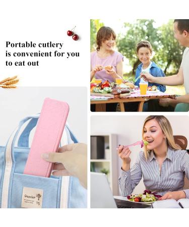 Reusable Travel Utensils Set with Case - 4 Pack Portable Cutlery Kit for Camping and Lunch Box - Includes Knives, Forks, Spoons - Outdoor Flatware Set - Buy Online on GoSupps.com