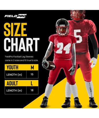 FieldPro Football Leg Sleeves - 2 Pairs | Adult & Youth Sizes | 6 Colors Available | Calf Compression for Men | Medium Size in Black/White - Buy Online on GoSupps.com