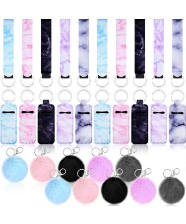 30 Pieces Marble Lipstick Holder Keychain Lip Balm Holder Set Lipstick Holder Includes Keychain Wristlet Lanyard  Marble Style Lipstick Holder and Ball Pom Pom Accessory (Square) - Buy Online on GoSupps.com