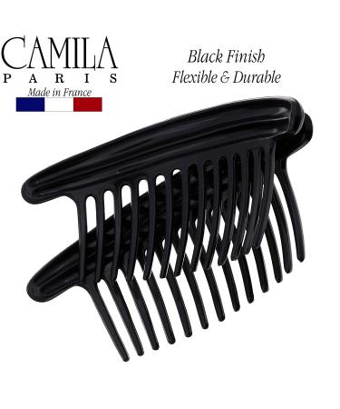Camila Paris MP978/2 French Hair Side Combs - Black Curved Interlocking Combs for Strong Hold Bun Chignon - Women's Hair Accessories from France - Buy Online on GoSupps.com