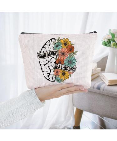 BWWKKKTOP Make-Up Bag for Mental Health | Inspirational Gifts for Anxiety | Zippered Pocket for Your Essentials - Buy Online on GoSupps.com