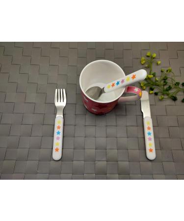 EXZACT Kids Cutlery Set - Stainless Steel Toddler Children's Cutlery - BPA Free, Dishwasher Safe - Stars & Dots Design - 6pcs (3 Forks + 3 Spoons) - Buy Online on GoSupps.com