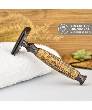 GIANNOTTI Safety Razor Set | Plastic-Free Zero Waste | Eco-Friendly Gunmetal Bamboo | 5 Double Blades for Men & Women - Buy Online on GoSupps.com