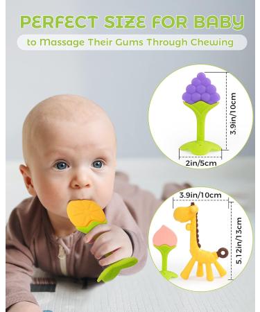 5 Pack Silicone Baby Teething Toys - Frozen Giraffe, Fruit Shapes | BPA-Free, Organic, Soft & Textured - Buy Online on GoSupps.com