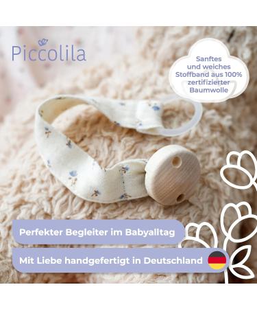 Buy Piccolila Organic Cotton Baby Pacifier Chain | BPA-Free Silicone & Wood Clip | Flower Meadow Design - Buy Online on GoSupps.com