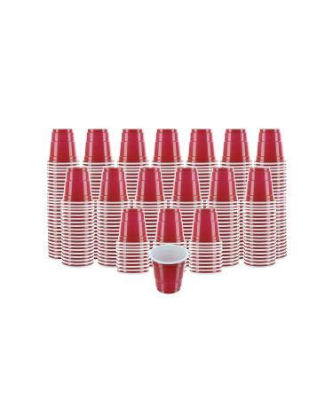 PARTY BARGAINS 2oz Plastic Shot Glasses - (360 Pack) Mini Red Disposable Plastic Shot Cups, Jello Shots, Perfect Size for Serving Condiments, Snacks, Samples and Tastings 360 Count (Pack of 3)