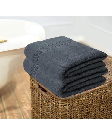 Belizzi Home Cotton Oversized Bath Towel Set - 2 Pack 28x55 Inches - Ultra Absorbent & Lightweight Towels - Ideal for Gym, Travel, Camp, Pool - Charcoal Grey - Buy Online on GoSupps.com