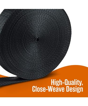 Houseables 1 Inch x 10 Yard Black Nylon Strapping - Heavy Duty Climbing Flat Strap for Bags, Backpacks, Belts - UV Resistant Fabric Webbing Material for Harnesses, Slings, Collars, Tow Ropes - Buy Online on GoSupps.com