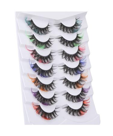Ruairie Colored False Eyelashes - Fluffy Wispy Russian Strip Lashes - 7 Colors D Curl Volume Curly Faux Mink Lashes - Buy Online on GoSupps.com