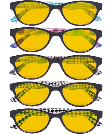 Eyekepper 5 Pack Cat Eye Blue Light Blocking Reading Glasses - Amber Tinted +0.00 - Stylish & Comfortable | Protect Your Eyes Online - Buy Online on GoSupps.com