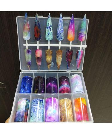 Kalolary 20 Color Starry Sky Nail Foil Set with Nail Glue - Holographic Transfer Stickers for DIY Nail Art at Home or Salon - Buy Online on GoSupps.com