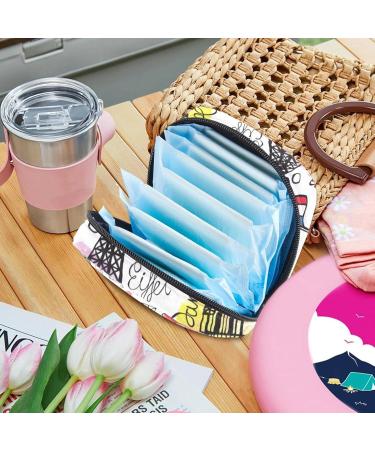 Vintage Paris Eiffel Tower Postcard Menstruation Bag with Zipper | Stylish Women's Napkin & Tampon Collection Bag - Buy Online on GoSupps.com