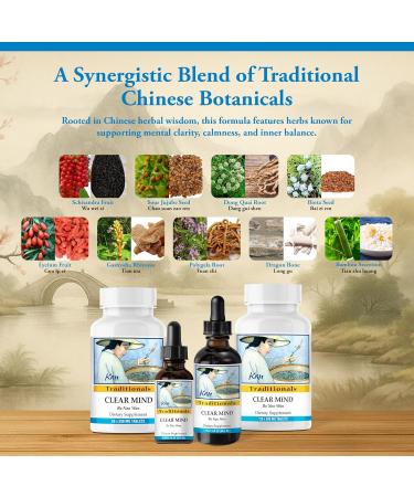 Kan Herb Company Clear Mind Formula Traditional Chinese Herbal Blend for Cognitive Clarity and Spirit Support Nourishes Heart Yin and Blood Calms Shen Herbal Supplement 120 Tablets - Buy Online on GoSupps.com