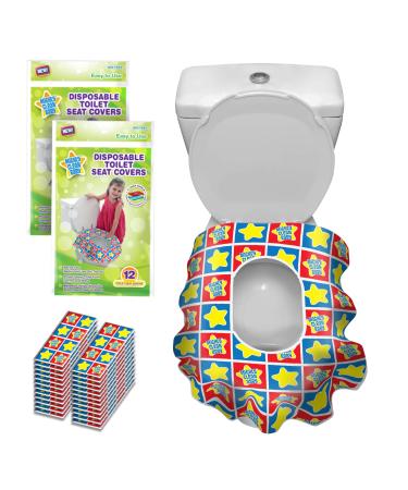 Toilet Seat Covers Disposable - 24 Large Waterproof Potty Covers for Toddlers, Kids, and Adults by Mighty Clean Baby - 2 Packs of 12 Covers Large 24