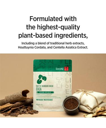 Soo AE Hanbang Cica Facial Mask - 12 EA | Soothing & Calming Korean Skincare Mask - Shop Internationally - Buy Online on GoSupps.com