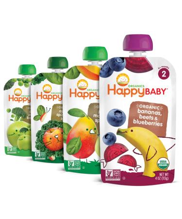 Happy Baby Organics Simple Combos Stage 2 Baby Food Variety Pack 4 Ounce (Pack of 16) Flavors May Vary