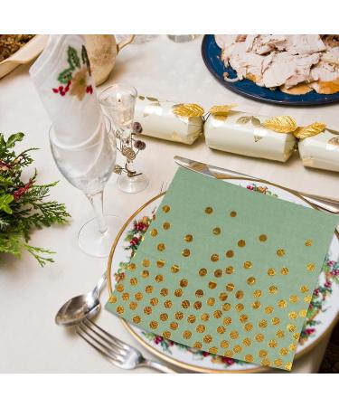 40 Rat Tail Green and Gold Birthday Napkins | 33x33 cm Paper Party Napkins for Boy & Girl Birthday Decorations - Buy Online on GoSupps.com