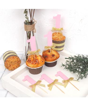 One Pink Cupcake Toppers - Girl 1st Birthday Party Decor Pink Number 1 Bow Cupcake Toppers Baby Shower Anniversary Party Supplies Girls First Birthday Pink Cupcake Topper (One Cupcake Toppers) - Buy Online on GoSupps.com