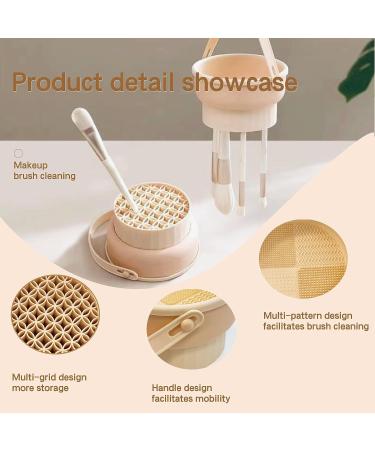 3-in-1 Silicone Makeup Brush Cleaning Mat | Drying Holder & Scrubber Tool | Cosmetic Brush Cleaner & Storage Stand - Orange - Buy Online on GoSupps.com