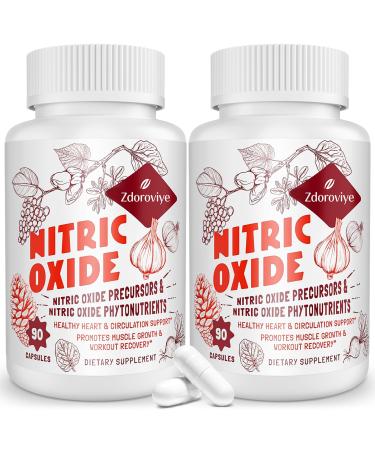 Nitric Oxide Supplement for Men 2 255mg Per Serving 90 Capsules 13 in 1 Nitric Oxide Supplement with Arginine & Citrulline Complex (2 Bottle) 90 Count (Pack of 2)