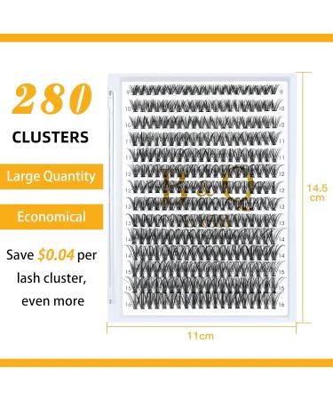 B&Q 40D-0.07D Lash Clusters Extensions - 280 Individual Cluster False Eyelashes for DIY Home Extensions - 14mm - Buy Online on GoSupps.com