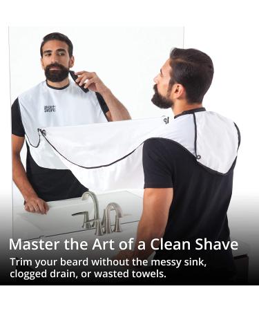 Beard King Beard Bib Apron for Men - White Deluxe Version | Shark Tank Original | Hair Catcher for Shaving & Trimming - Grooming Accessory for Dad or Husband - One Size Fits All - Buy Online on GoSupps.com