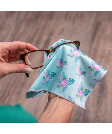 Microfiber Cleaning Cloths - Pack of 2 Glasses Cloths with Flamingo Motif | 20x20cm | International Shipping - Buy Online on GoSupps.com