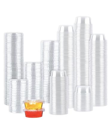 300 Sets - 1.5 oz. Jello Shot Cups Condiment Containers with Lids | Sauce Cups, Portion Cups, Dressing Container | Small Plastic Containers with Lids