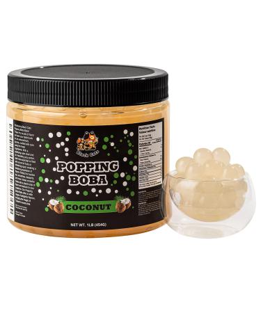 Popping Boba Pearls | 1LB (454g) | Bursting Tea Balls for Drinks Desserts Smoothies and Snack Toppings | Bubble Tea Tapioca Pearls Mix Kit (Coconut)