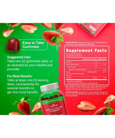 CogniTune Methylfolate Gummies - Easy to Take High Potency L-Methylfolate, Folate Supplement for Brain, Heart Health & Immunity, Delicious Strawberry Flavor, Non-GMO, Vegan, Gluten-Free - Buy Online on GoSupps.com