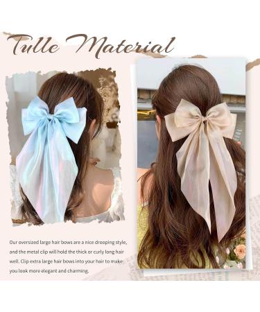 Hair Bows for Women Girls Barrette Hair Clip Long Ribbon Bows French Style Hair Accessories - Buy Online on GoSupps.com