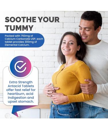berkley jensen Extra Strength Antacid Tablets Chewable - 750mg Calcium Carbonate Antacids for Heartburn Acid Indigestion Upset Stomach Relief - Assorted Berry Flavor - 200 Count (Pack of 1) - Buy Online on GoSupps.com