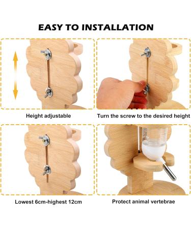 Hamster Water Bottle with Stand Adjustable Wooden Small Animal Water Dispenser Stand Free Standing Small Animal Water Bottle Hamster Water Dispenser with Stand for Small Animals (80ml) - Buy Online on GoSupps.com