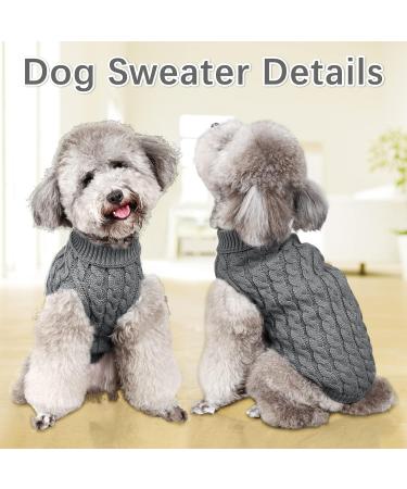 FWLWTWSS Dog Jumper Sweater Vest | Soft Turtleneck Knitted Puppy Clothes | Winter Warm Coat for Small Medium Dogs and Cats (Grey, M) - Buy Online on GoSupps.com