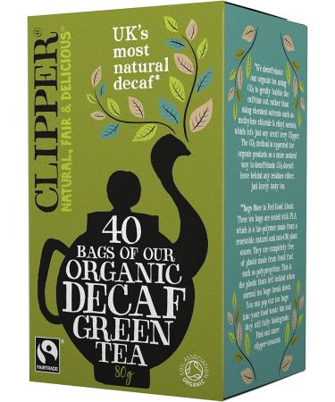 Clipper Organic Decaf Green Tea Bags | Box of 40 Decaffeinated Green Tea Bags | for Home & Office | Pure Eco-Conscious Fair Trade Tea | Natural Unbleached Plant-Based & Biodegradable (Pack of 2) - Buy Online on GoSupps.com